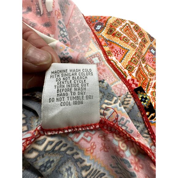 "OLIVIA MATTHEWS" Aztec, Colorful Print ,M,Wrap Dress, Asymmetrical Hem,Fairy - Picture 9 of 9